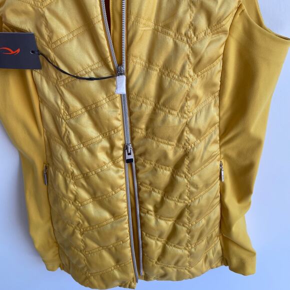 KJUS Golf Vest Womens XS Yellow Full Zip Quilted Sleeveless Jacket Athleisure - Picture 5 of 10